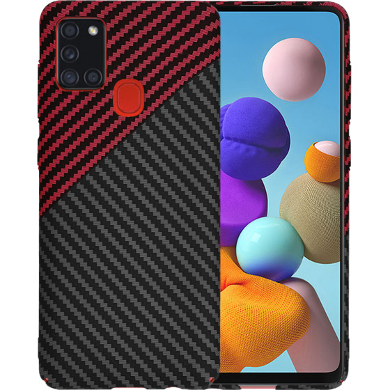 Techsuit - Carbonite FiberShell - Samsung Galaxy A21s - Red Vortex
