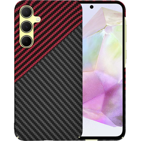 Techsuit - Carbonite FiberShell - Samsung Galaxy A35 5G - Red Vortex