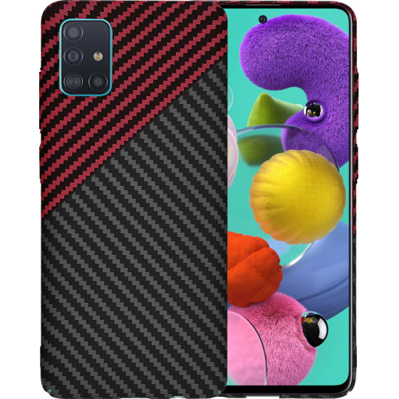 Techsuit - Carbonite FiberShell - Samsung Galaxy A51 4G - Red Vortex