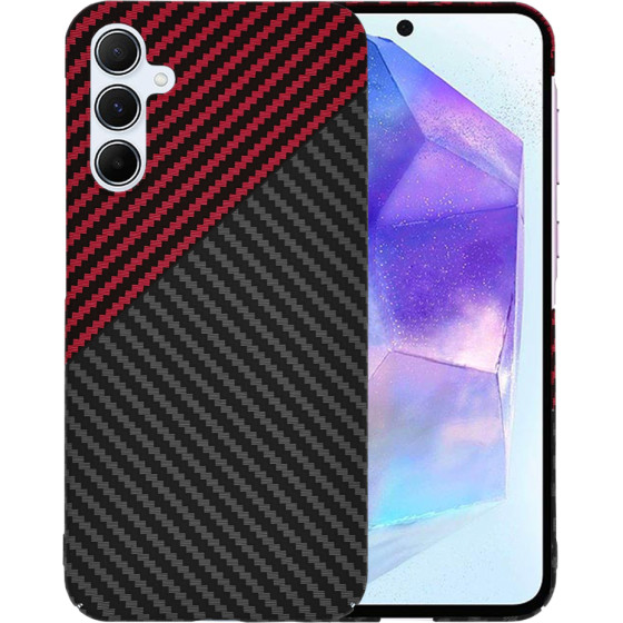 Techsuit - Carbonite FiberShell - Samsung Galaxy A55 5G - Red Vortex