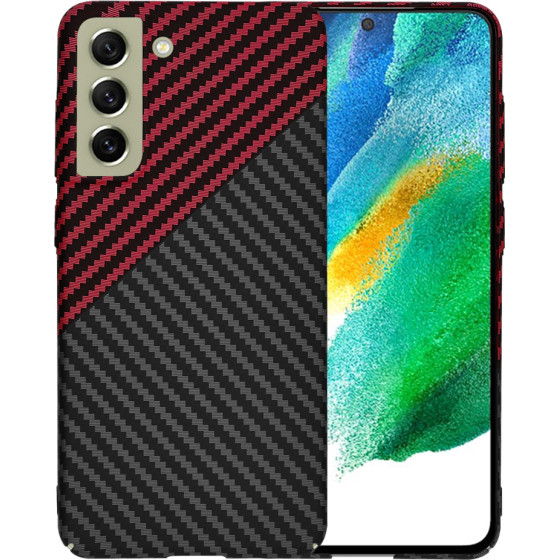 Techsuit - Carbonite FiberShell - Samsung Galaxy S21 FE 5G - Red Vortex