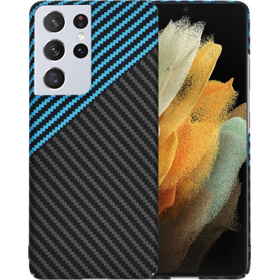 Techsuit - Carbonite FiberShell - Samsung Galaxy S21 Ultra 5G - Blue Pulse