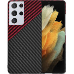 Techsuit - Carbonite FiberShell - Samsung Galaxy S21 Ultra 5G - Red Vortex