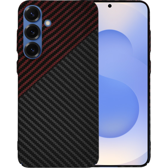 Techsuit - Carbonite FiberShell - Samsung Galaxy S25 - Red Vortex