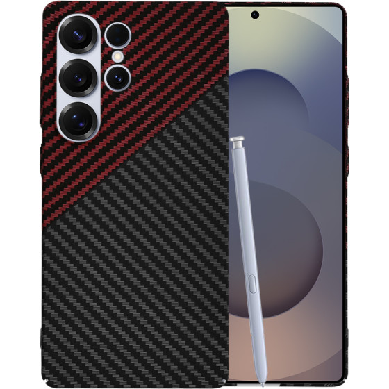 Techsuit - Carbonite FiberShell - Samsung Galaxy S25 Ultra - Red Vortex