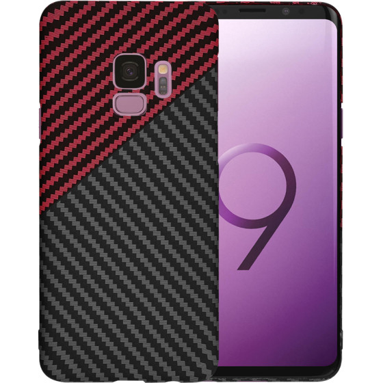 Techsuit - Carbonite FiberShell - Samsung Galaxy S9 - Red Vortex