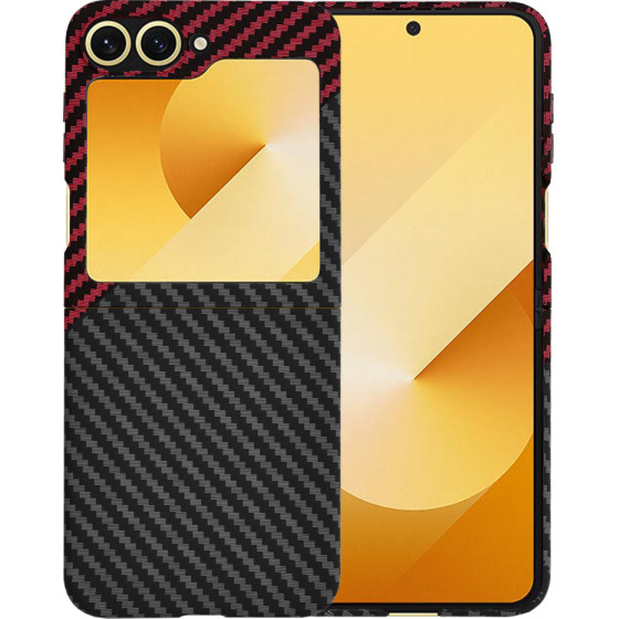 Techsuit - Carbonite FiberShell - Samsung Galaxy Z Flip6 - Red Vortex