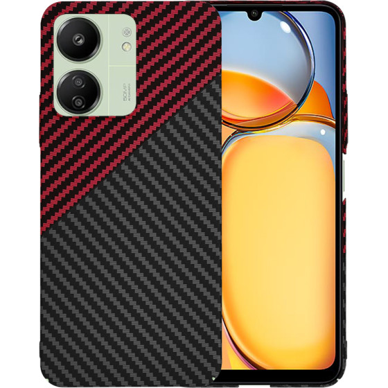 Techsuit - Carbonite FiberShell - Xiaomi Redmi 13C 4G / Redmi 13C 5G / Poco C65- Red Vortex