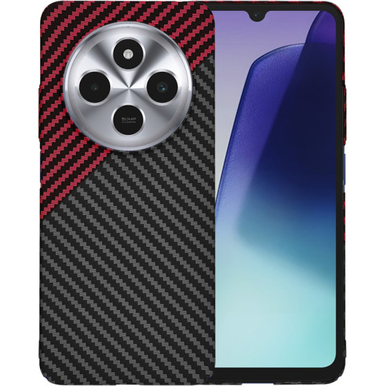 Techsuit - Carbonite FiberShell - Xiaomi Redmi 14C / Poco C75 - Red Vortex