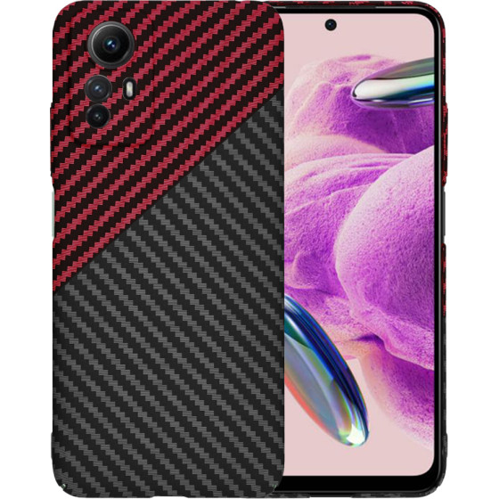 Techsuit - Carbonite FiberShell - Xiaomi Redmi Note 12S - Red Vortex
