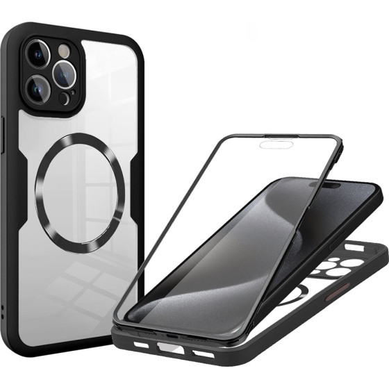 Techsuit - ColorVerse 360 MagSafe Series + Screen Protector - iPhone 15 Pro Max - Black