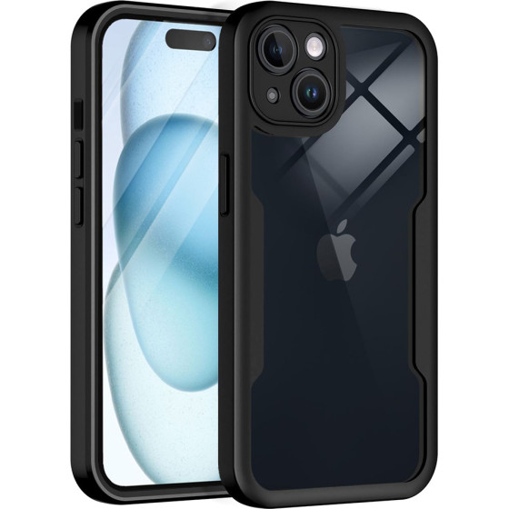 Techsuit - ColorVerse 360 Series + Screen Protector - iPhone 15 Plus - Black