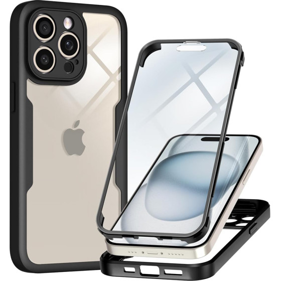 Techsuit - ColorVerse 360 Series + Screen Protector - iPhone 15 Pro - Black