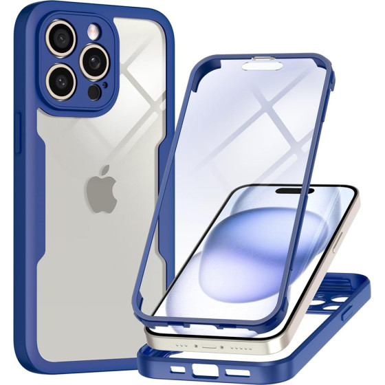 Techsuit - ColorVerse 360 Series + Screen Protector - iPhone 15 Pro Max - Blue