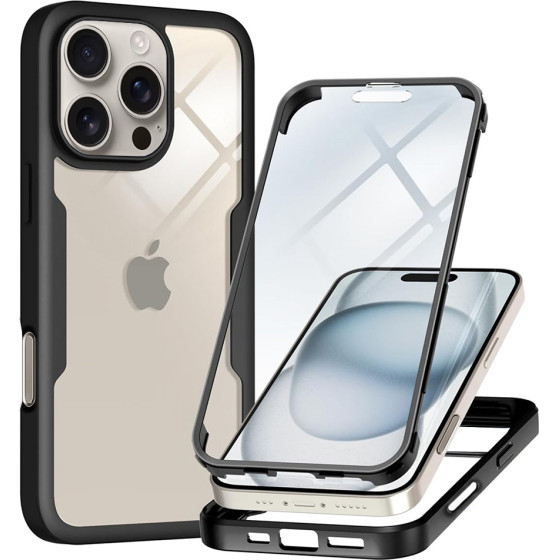 Techsuit - ColorVerse 360 Series + Screen Protector - iPhone 16 Pro - Black