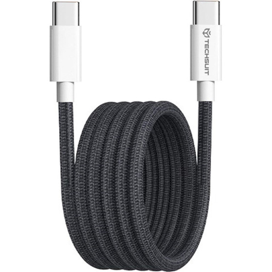Techsuit - Data Cable (PCB114D) - for Apple, Android, Type-C, Super Fast Charging, PD60W, Flexible, Durable, 1m - Black