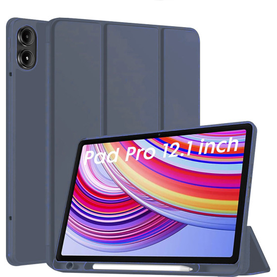 Techsuit - Flex Trifold (with Pencil Holder) - Xiaomi Redmi Pad Pro / Redmi Pad Pro 5G / Poco Pad - Dark Blue