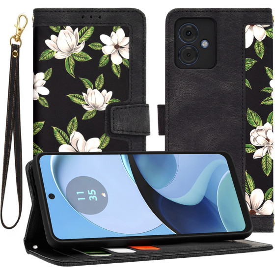 Techsuit - FlipCraft - Motorola Moto G14 - Flowers of the Dawn