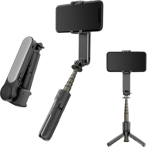 Techsuit - Gimbal Mini Selfie Stick (L09) - Bluetooth Remote Control, Stable Tripod Mount and Phone Stabilizer, 72cm - Black