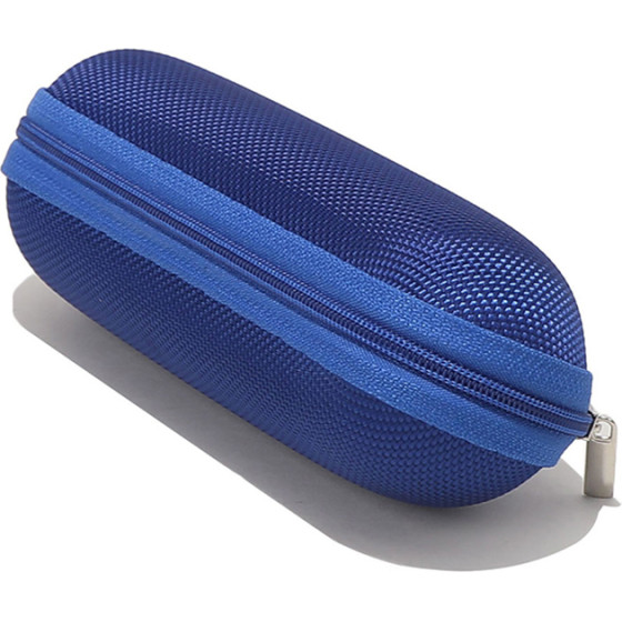 Techsuit - Glasses Case (ETOV2) - with Zipper, Eco Leather, 160 x 48 x 45mm - Blue