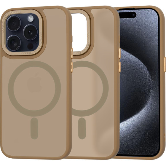 Techsuit - HaloFrost MagSafe Series - iPhone 15 Pro - Sandstone Brown