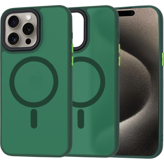 Techsuit - HaloFrost MagSafe Series - iPhone 15 Pro Max - Midnight Green