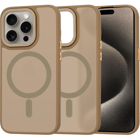 Techsuit - HaloFrost MagSafe Series - iPhone 15 Pro Max - Sandstone Brown