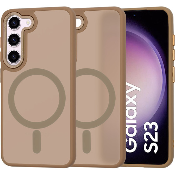 Techsuit - HaloFrost MagSafe Series - Samsung Galaxy S23 - Sandstone Brown