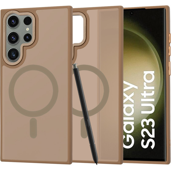 Techsuit - HaloFrost MagSafe Series - Samsung Galaxy S23 Ultra - Sandstone Brown