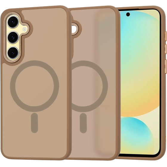 Techsuit - HaloFrost MagSafe Series - Samsung Galaxy S24 FE - Sandstone Brown