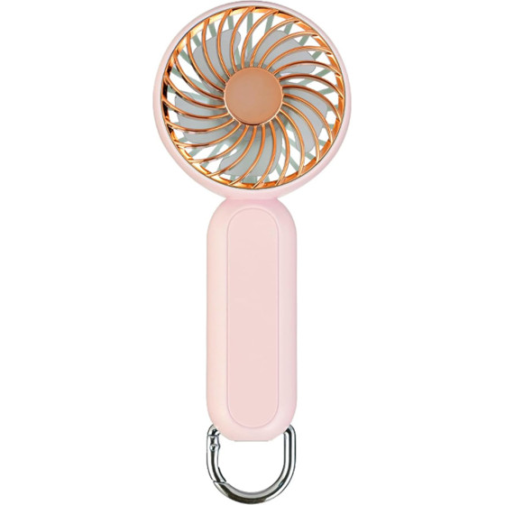 Techsuit - Handheld Fan (A217) - USB Rechargeable, Three Speeds, 1200mAh - Gold Pink