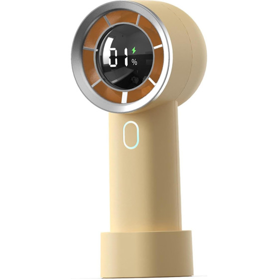 Techsuit - Handheld Fan (HX130) - Digital Display, Ultra Silent, 1200mAh - Yellow