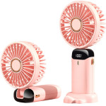 Techsuit - Handheld Fan (N15) - Foldable Design, Digital Display, Ultra Silent, 1800mAh - Pink