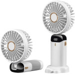 Techsuit - Handheld Fan (N15) - Foldable Design, Digital Display, Ultra Silent, 1800mAh - White