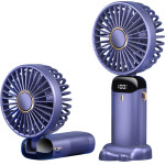 Techsuit - Handheld Fan (N15) - Foldable Design, Digital Display, Ultra Silent, 1800mAh - Purple