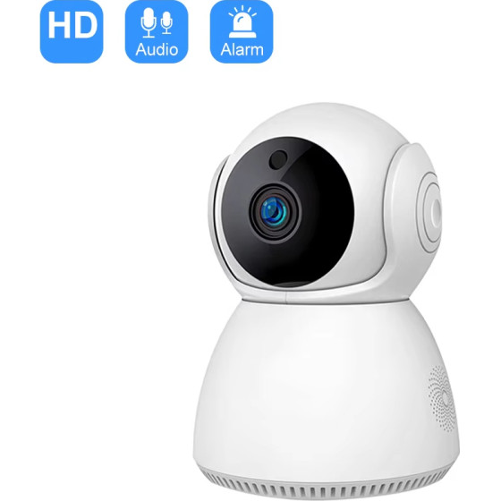 Techsuit - Indoor Wi-Fi Camera (Q7) - 3MP, Night Vision, Auto-Tracking, Two-way Audio, TF Card, V380 PRO App - White