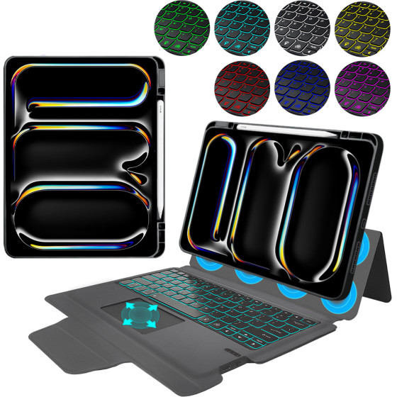 Techsuit - KeyTab Pro + Screen Protector (with RGB Wireless Keyboard/Stylus Pen Holder) - iPad Pro 13 (2024) - Black
