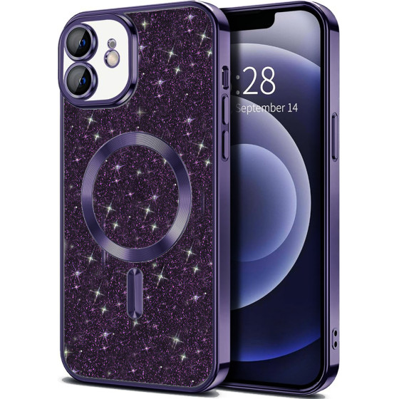 Techsuit - Luxury Glitter MagSafe - iPhone 12 - Deep Purple