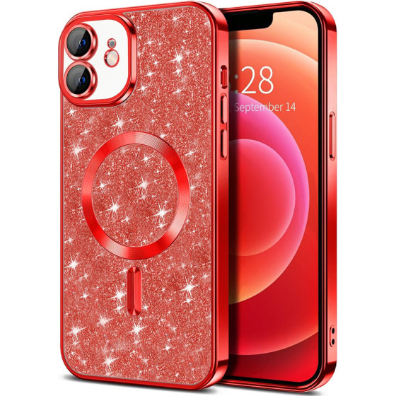 Techsuit - Luxury Glitter MagSafe - iPhone 12 - Red
