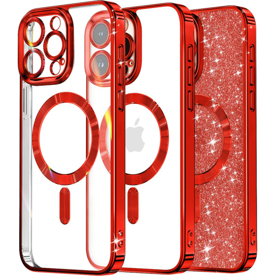 Techsuit - Luxury Glitter MagSafe - iPhone 13 Pro - Red