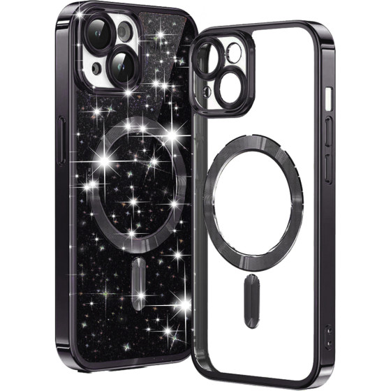 Techsuit - Luxury Glitter MagSafe - iPhone 15 Plus - Black