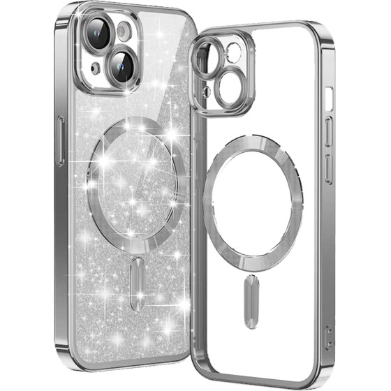 Techsuit - Luxury Glitter MagSafe - iPhone 15 - Silver