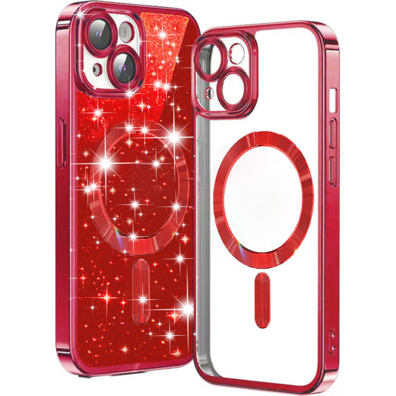 Techsuit - Luxury Glitter MagSafe - iPhone 15 Plus - Red