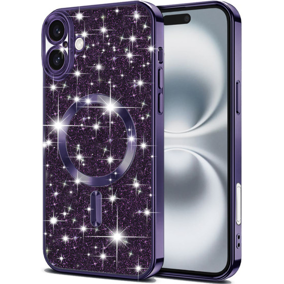 Techsuit - Luxury Glitter MagSafe - iPhone 16 - Deep Purple