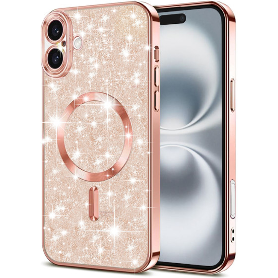 Techsuit - Luxury Glitter MagSafe - iPhone 16 - Rose Gold