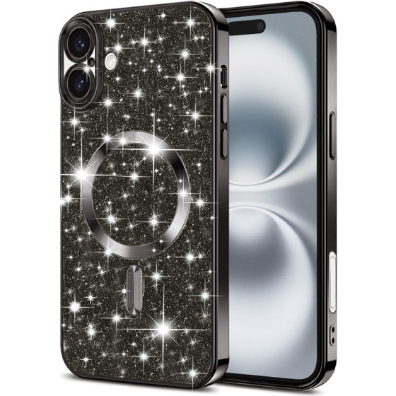 Techsuit - Luxury Glitter MagSafe - iPhone 16 Plus - Black