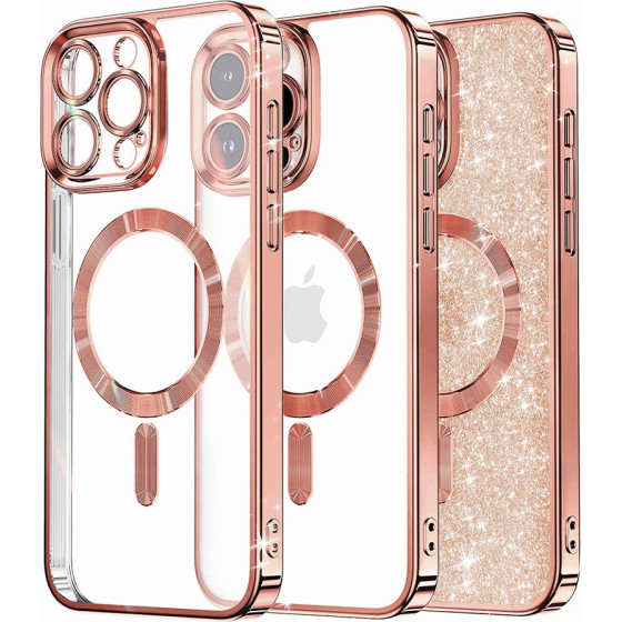 Techsuit - Luxury Glitter MagSafe - iPhone 16 Pro - Rose Gold