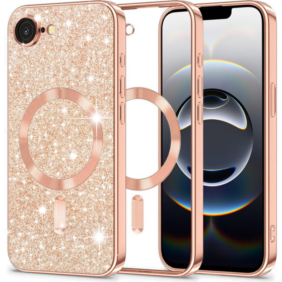 Techsuit - Luxury Glitter MagSafe - iPhone 16e - Rose Gold