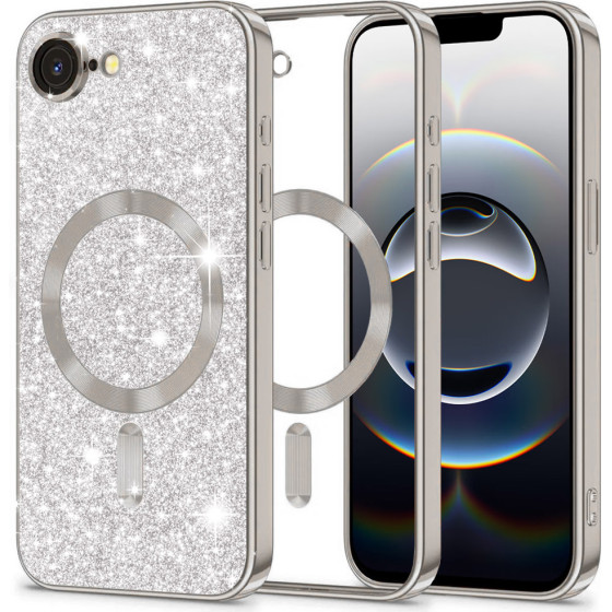 Techsuit - Luxury Glitter MagSafe - iPhone 16e - Silver