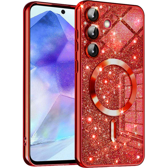 Techsuit - Luxury Glitter MagSafe - Samsung Galaxy A55 5G - Red